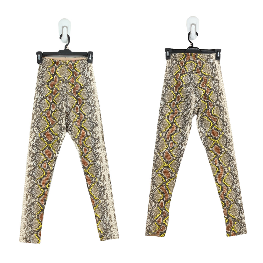 COMMANDO Women S Faux Leather Leggings Brown Yellow Snake Print High Waisted NEW